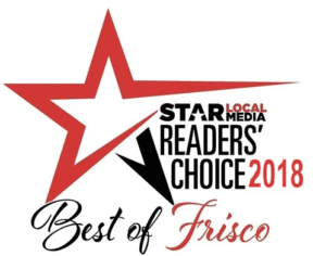 Star Local Media Readers' Choice 2018 "Best of Frisco" award logo featuring a red and black star design with stylized text, highlighting excellence in Frisco massage therapy.