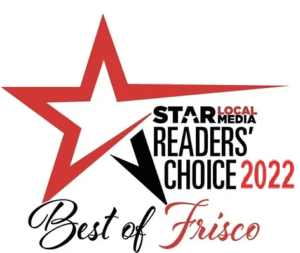 Star Local Media Readers' Choice 2022 Best of Frisco logo featuring a bold red and black star and stylized text, highlighting excellence in Frisco massage therapy, including TMJ massage and tongue-tie therapy services.