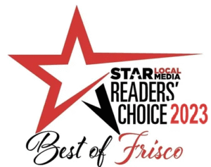 Star Local Media Readers' Choice 2023 Best of Frisco logo featuring a red star and stylized text—perfect for showcasing top local services like Frisco massage therapy, TMJ massage, or tongue-tie therapy.