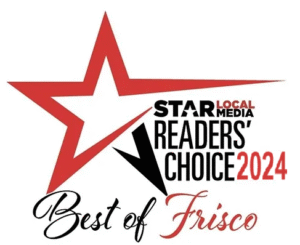 Logo with a red star and text reading "Star Local Media Readers’ Choice 2024 Best of Frisco," celebrating excellence in Frisco massage therapy.